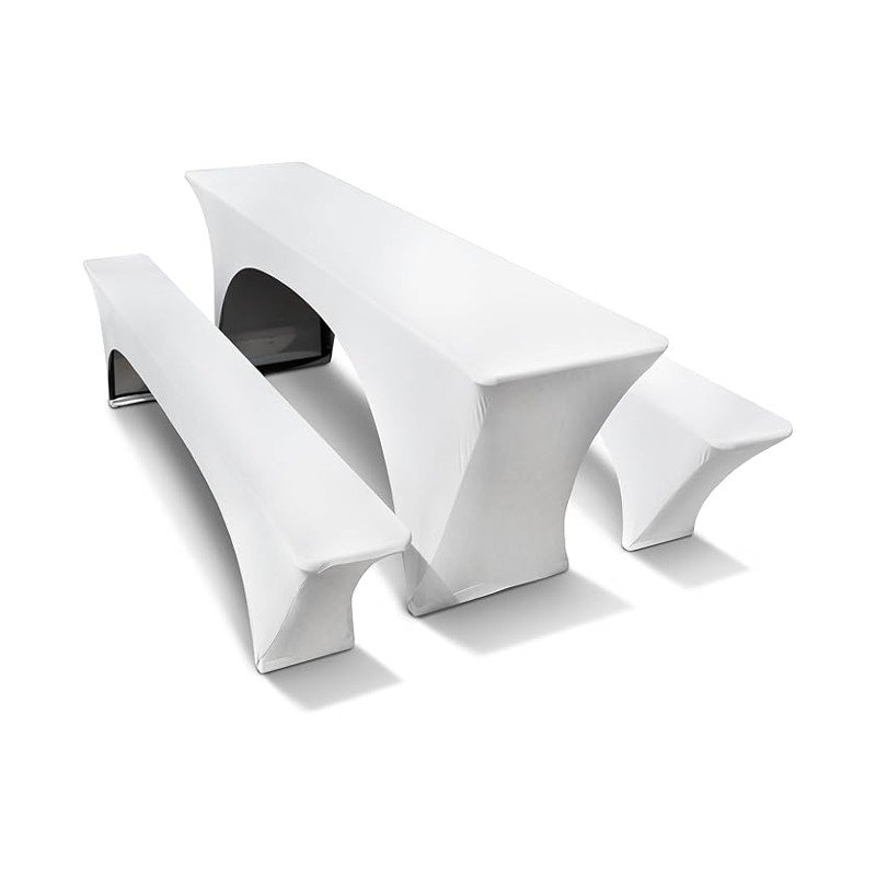 shop_uniform_800x800_husse_garnitur_weiss - Kopie Stretch Hussen Bierzeltgarnitur 3-teiliges Set - 50 cm x 200 cm in Weiss / 2 Bierbank