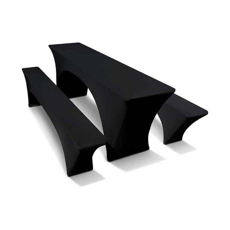 Stretch Hussen Bierzeltgarnitur 3-teiliges Set - 50 cm x 220 cm in schwarz