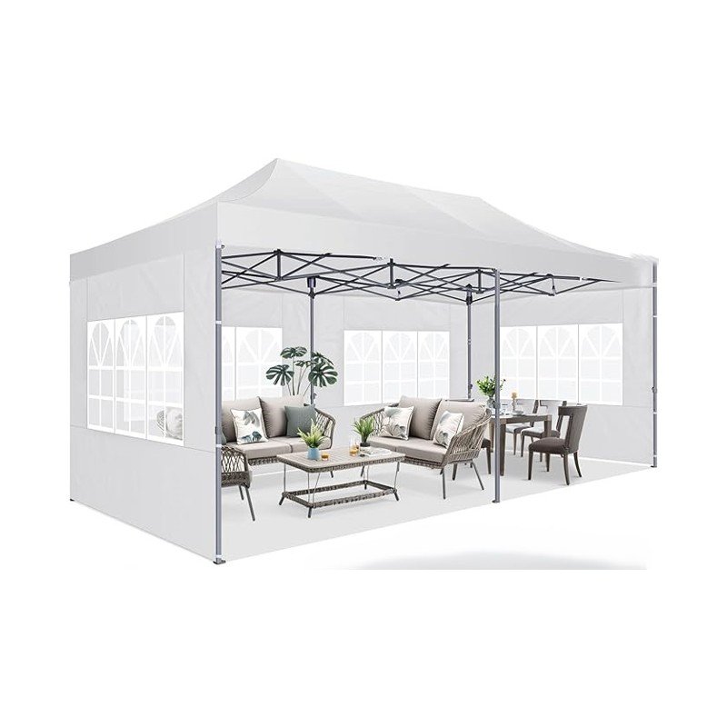 Pavillon 3x6 Wasserdicht Faltpavillon mit 6 Seitenteilen Freiluft Faltpavillon Stabile UV-Schutz