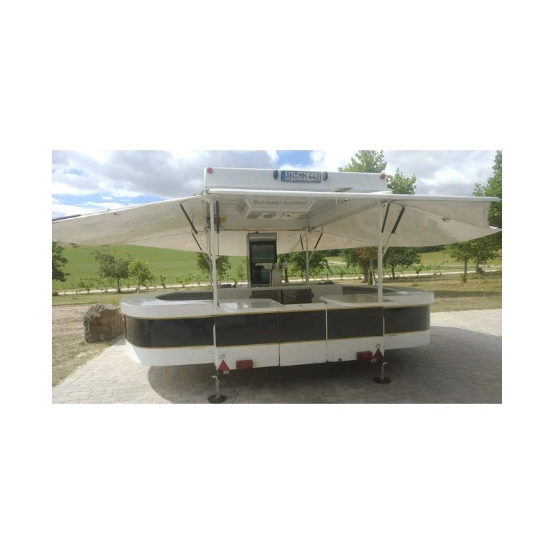 Schankwagen mit 4 Zapfsäulen, Spülbecken und Getränkekühlschrank