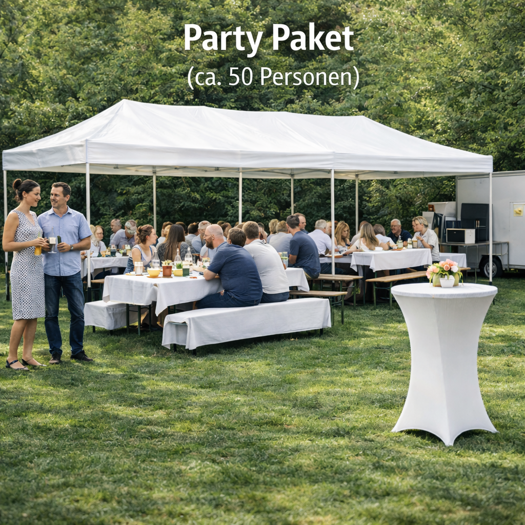 🎉 Party Paket – ca. 50 Personen Perfekt für größere Geburtstage oder Gartenpartys. 🎉 Eröffnungsangebot: ab 590 € statt 690 €