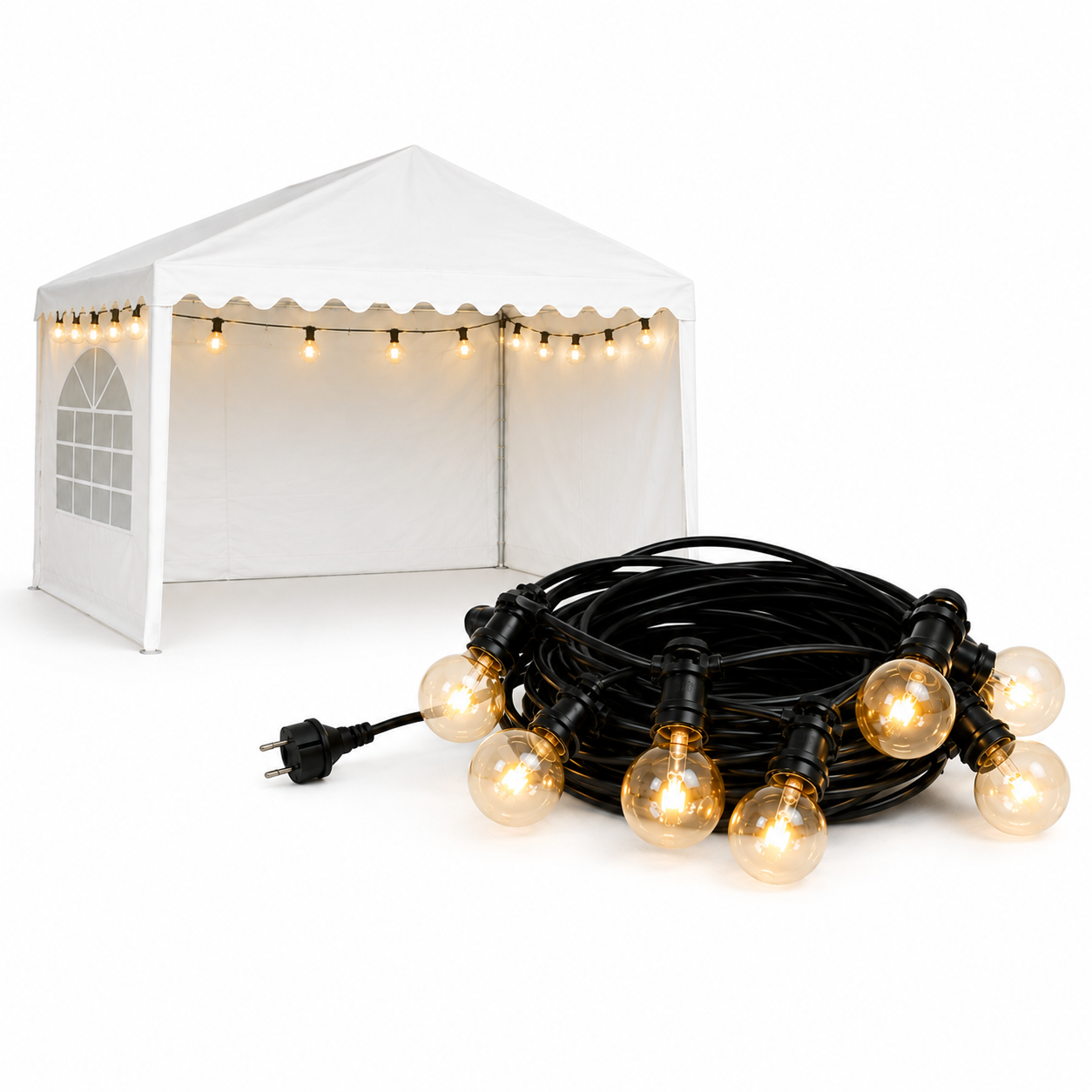 leuchte 15 m Lichterkette 15 m – Warmweiß | Ideal für 3 × 3 m Faltpavillons