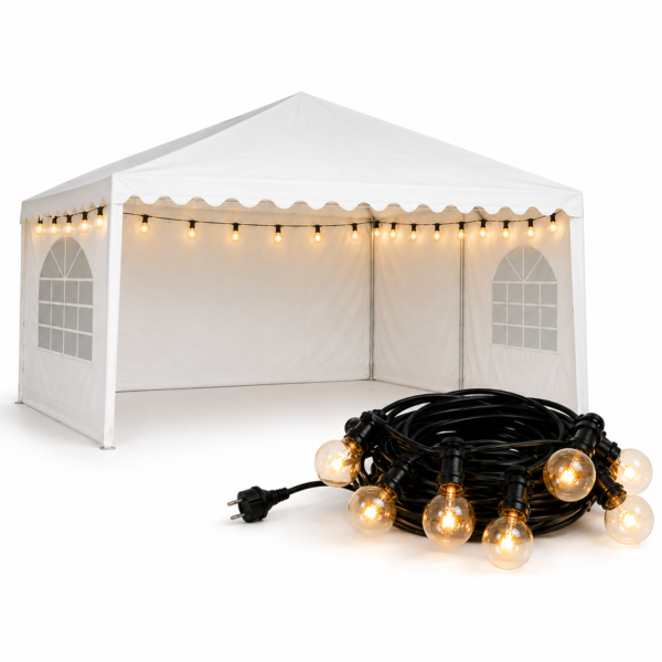lichterkette 20 m Lichterkette 20 m – Warmweiß | Für 6 × 3 m und 3 × 3 m Faltpavillons